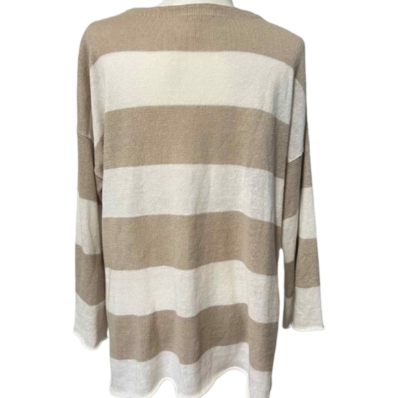 Eileen Fisher 100% Organic Linen Striped Sweater Medium - Picture 11 of 12